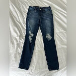 American Eagle Outfitters Dark Blue Distressed Skinny Jeans